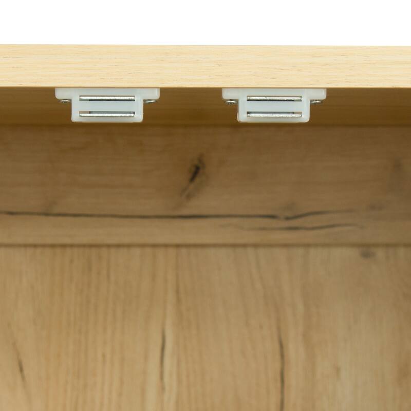 Wood High Wardrobe Cabinet with 4 Storage Spaces and 2 Doors