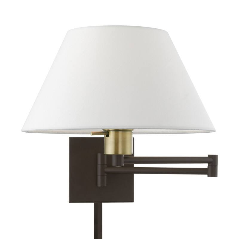 Livex Lighting 1-Light Off-White Shade Swing Arm Wall Lamp, 40039