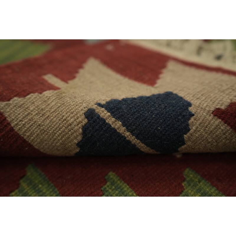 Hand Woven Oriental 100% Wool Carpet Southwestern Tribal Navy Blue & Blues Kilim Area Rug - 6' 0'' X 4' 0''