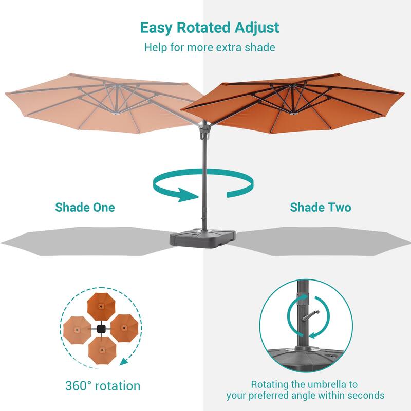 Bonosuki 11FT Patio Cantilever Umbrella With Resin Base