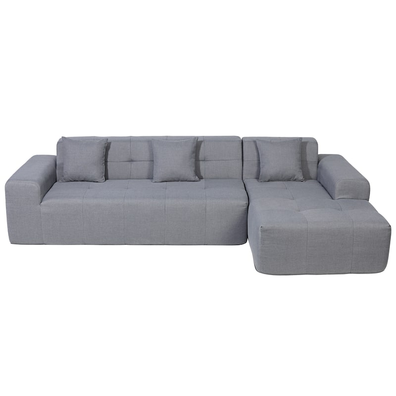 Outdoor Modern Sectional Sofa with L-Shape Chaise, Minimalist Modular Couch, No Assembly Required
