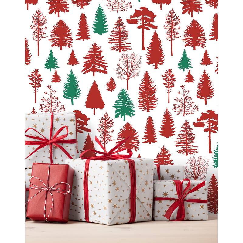 NextWall Winter Forest Christmas Peel and Stick Wallpaper