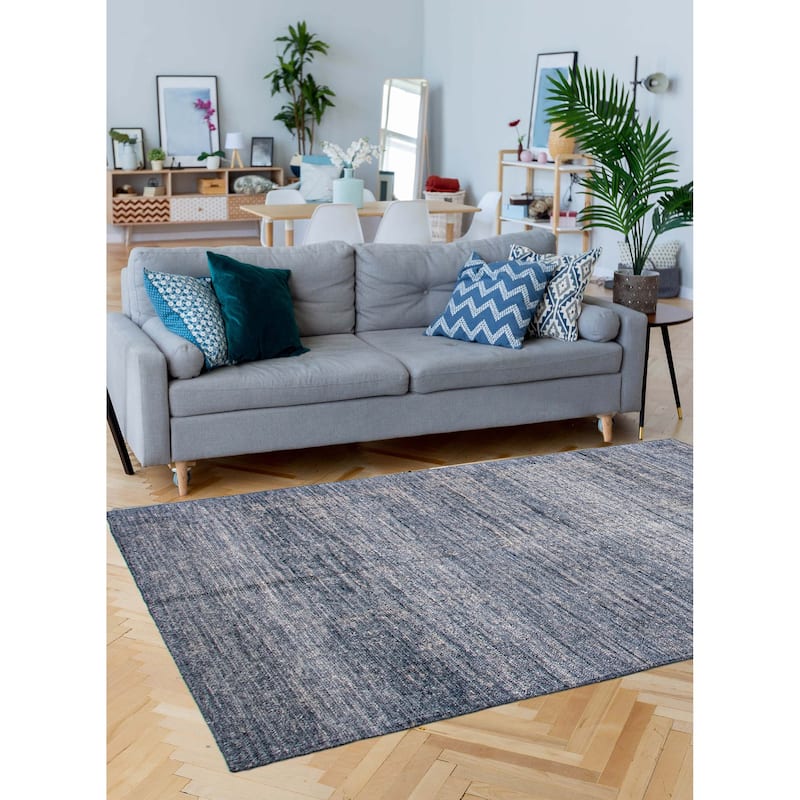 ECARPETGALLERY Hand-knotted Loreto Blue Silk Rug - 9'10 x 14'10