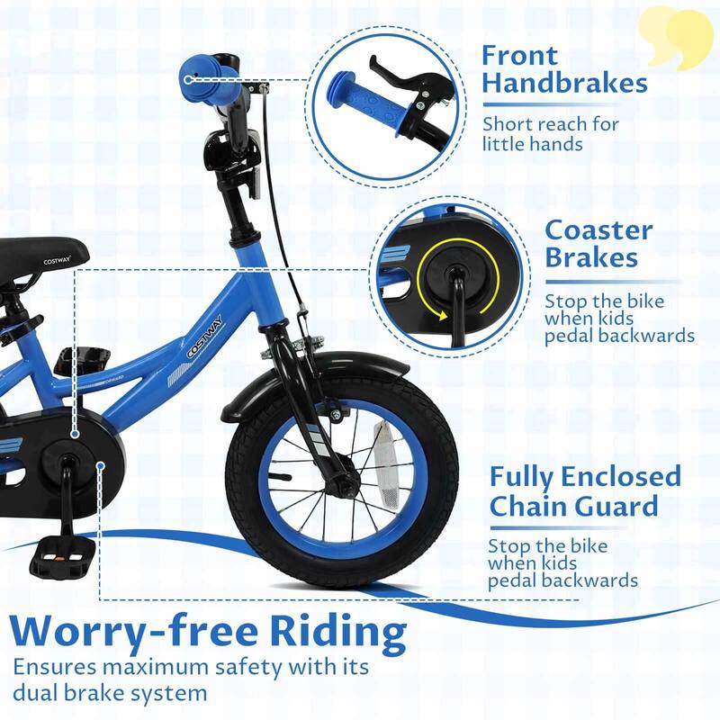 Costway 14" Kids Bike with Removable Training Wheels Adjustable Seat & - See Details