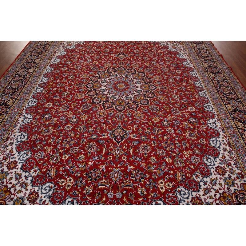 Traditional Red Kashan Turkish Area Rug Oriental Machine Made Carpet - 9'8" x 12'5"