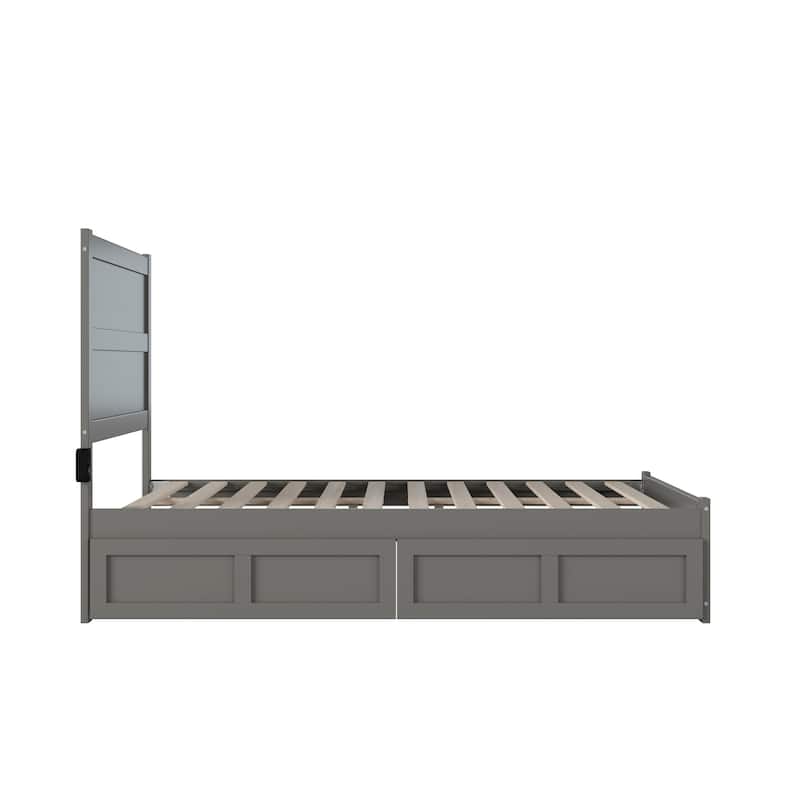 NoHo Full Bed with Footboard and 2 Drawers in Grey