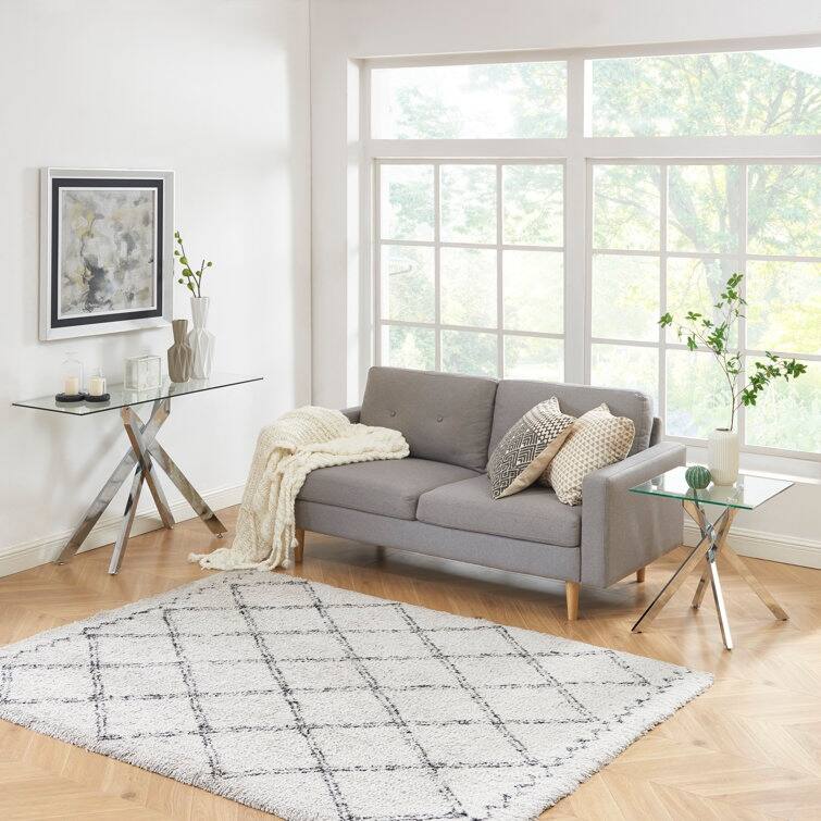 Glass Top Coffee Table End Table Console Table for Living Room 3pcs/set - Silver
