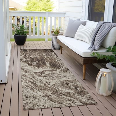 Machine Washable Indoor/ Outdoor Modern Abstract Chantille Rug