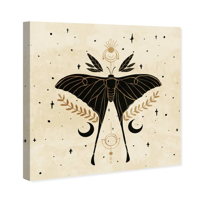 Wynwood Studio Canvas Animals Lucky Charm Black and Metallic Gold Bohemian & Eclectic Wall Art Canvas Print