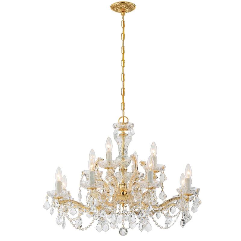 Maria Theresa 12 Light Clear Crystal Chandelier - 29'' W x 25.5'' H