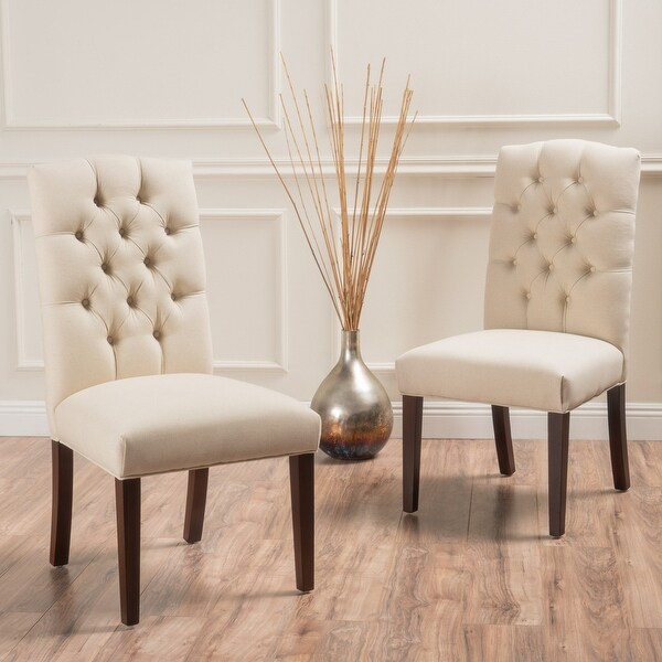 Crown Top Ivory Linen Dining Chair (Set of 2) by Christopher Knight Home. Opens flyout.