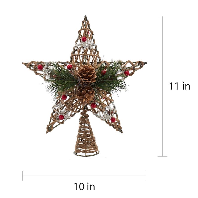 Kurt Adler 11-inch Natural Star with Pinecones Tree Topper