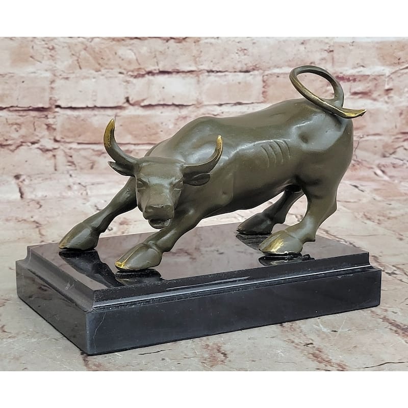 Charging Imitative Bull Bronze Sculpture - Wall Street Financial Prosperity Symbol Art