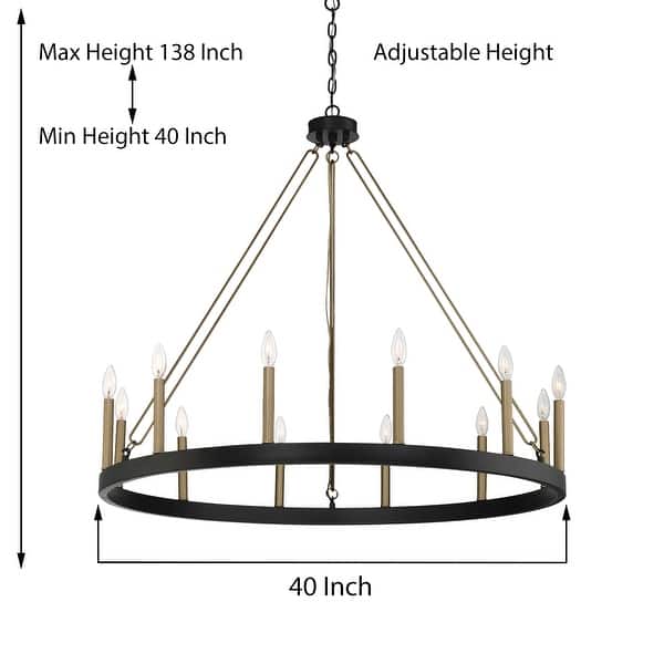 dimension image slide 4 of 6, Update 12-light 40In Modern Farmhouse Wagon Wheel Chandelier