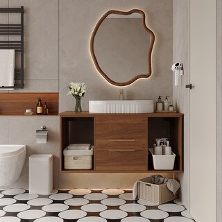 39 Inch Vanity 39 Inch Wall-Mounted Bathroom Vanity with Ceramic Sink - Bed Bath ...