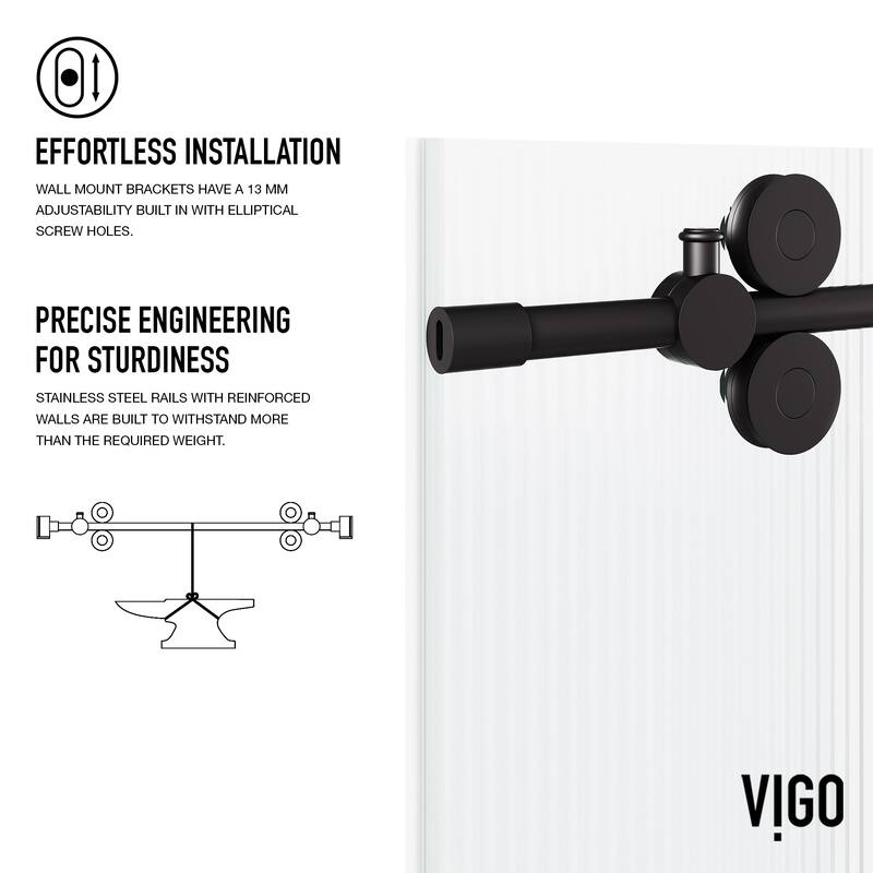VIGO Elan 56" to 60" W x 74" H Frameless Sliding Shower Door