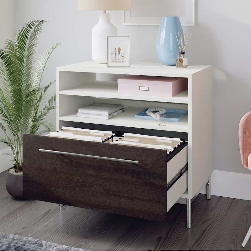 White Lateral File Cabinet with Full-Extension Drawers for Letter Legal Files 33 Inch