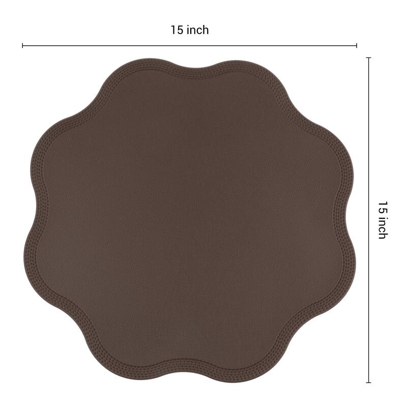 Placemat Set of 6 Faux Leather Placemats for Kitchen Dining Table Decor, Table Placemats Wipeable Table Mat - 15*15in