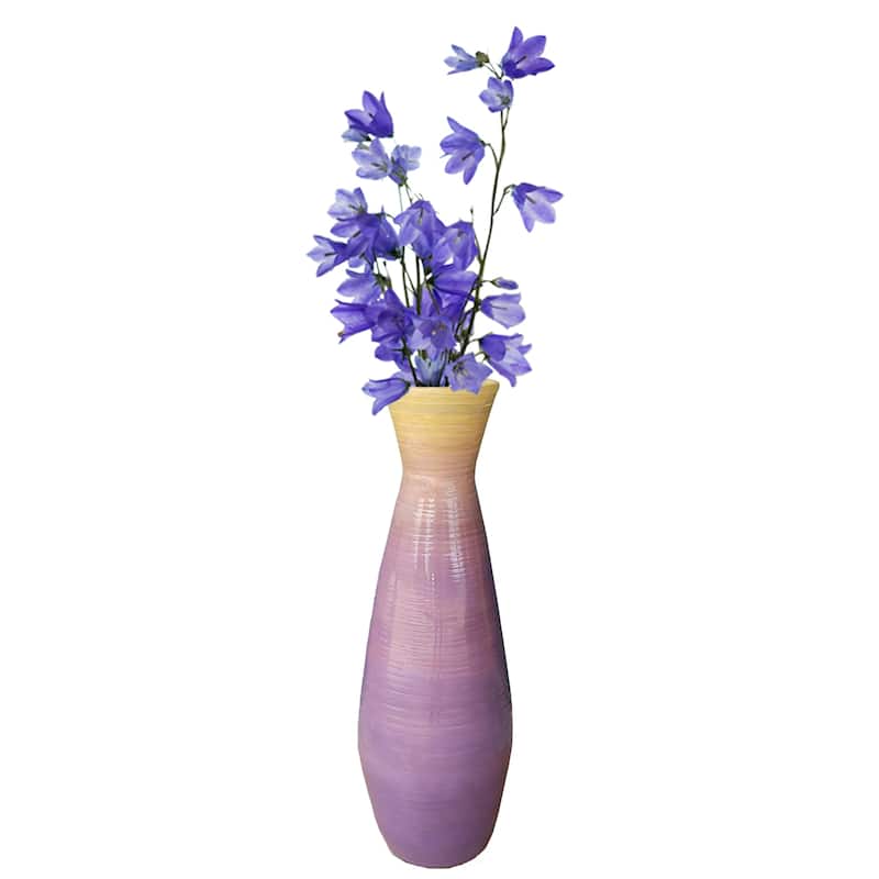 Uniquewise Classic Bamboo Floor Vase Handmade, For Dining, Living Room, Entryway, Fill Up With Dried Branches Or Flowers - Large - Purple