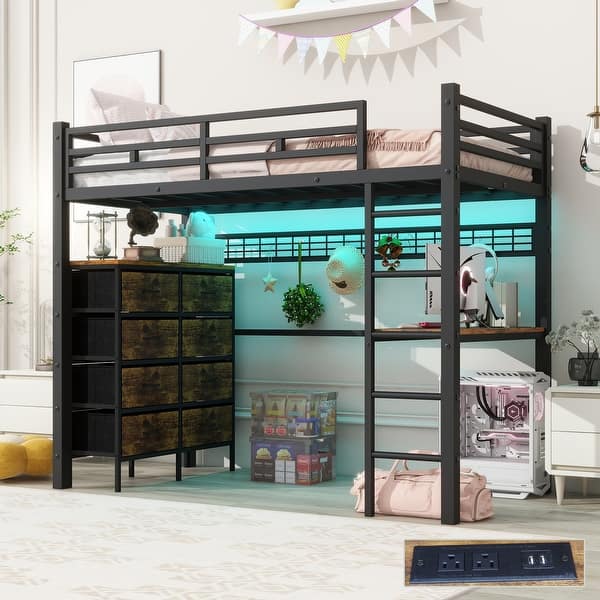 loft bed with dresser Jackpot Low Loft Bed with Dresser and Bookcase Grey | Shop Kids Furniture