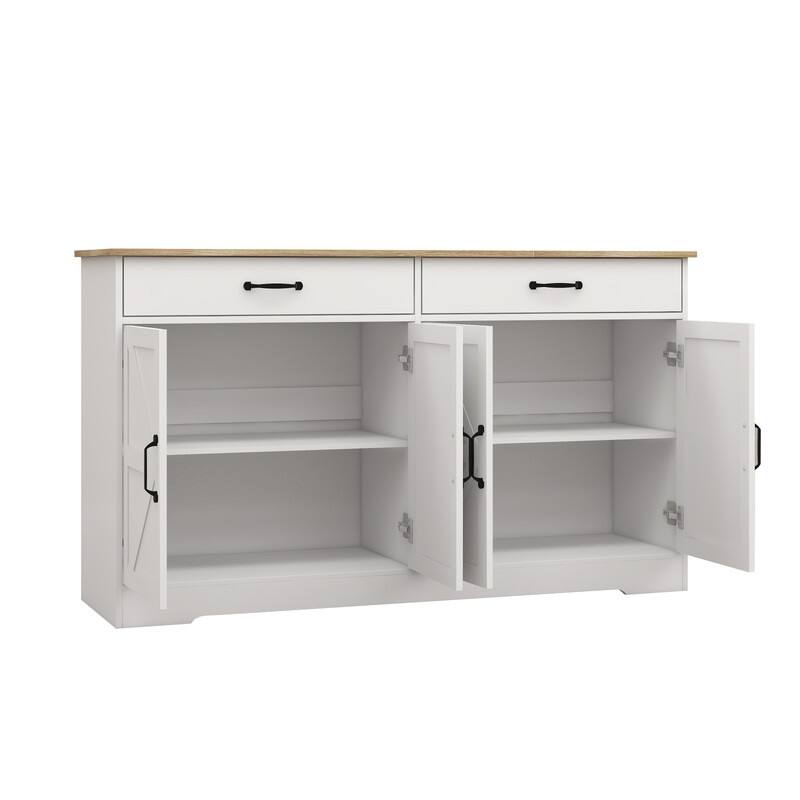 55.91" Farmhouse Style Sideboard Buffet Cabinet,Storage Cabinet with 2 Drawers and 4 Doors