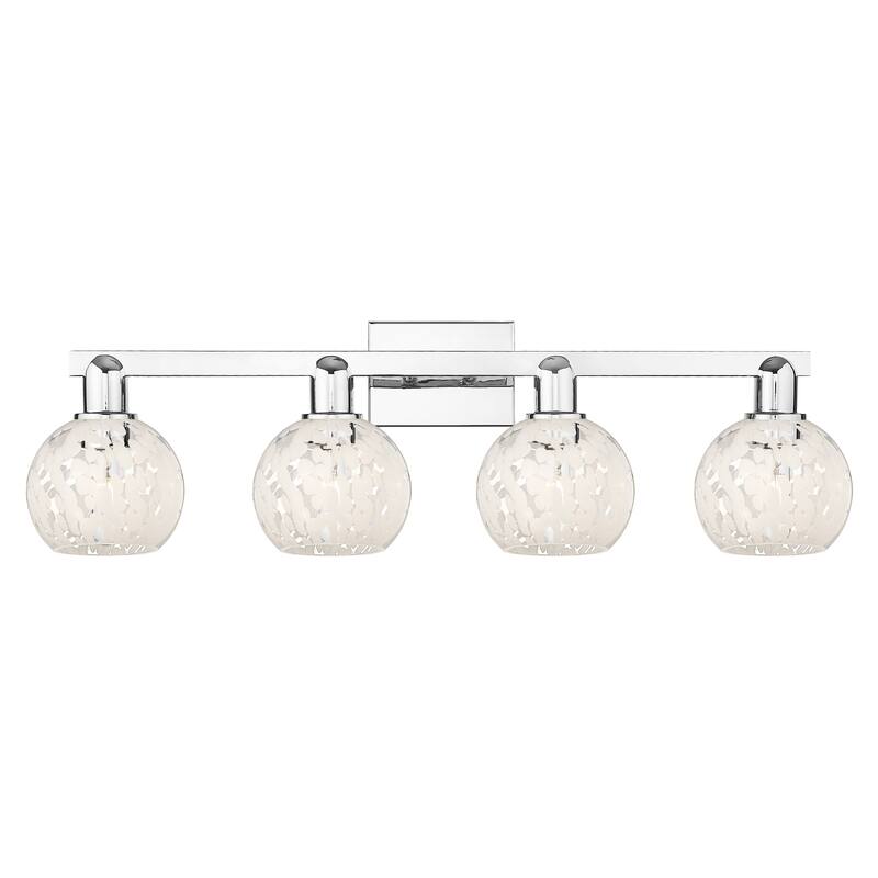 Innovations Lighting Endless Possibilities Arcadia - White Mouchette - 4 Light 33" Bath Vanity Light - Polished Chrome