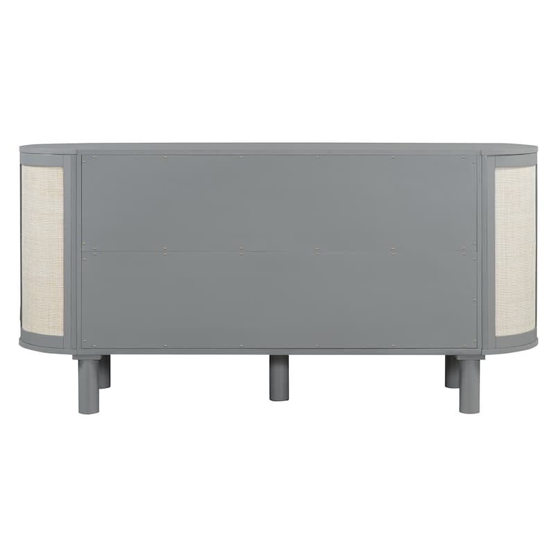 Queen Size Murphy Bed with Hidden Storage, Side Cabinets, and Woven Drawer Design, Space-Saving Foldable Bed