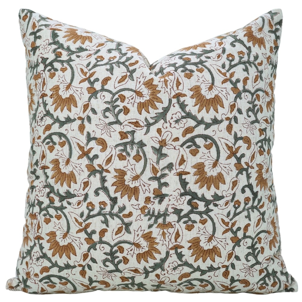 Cotton Linen Bohemian Block print pillow Cover- Madhav