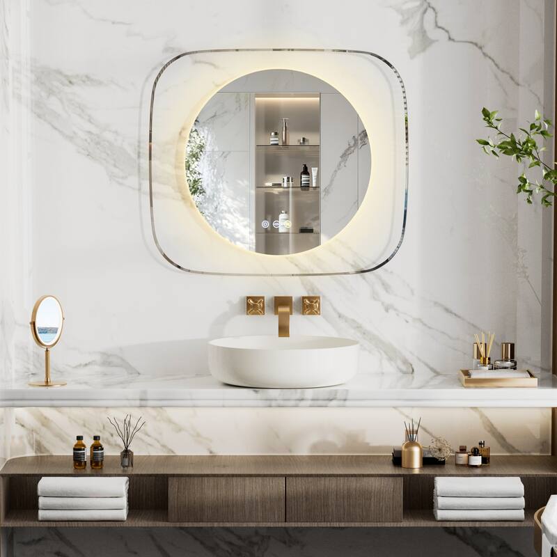 Innovation Lighted LED Bathroom Mirror 28"x32" Wall Mounted Vanity Mirror - 28”x32”