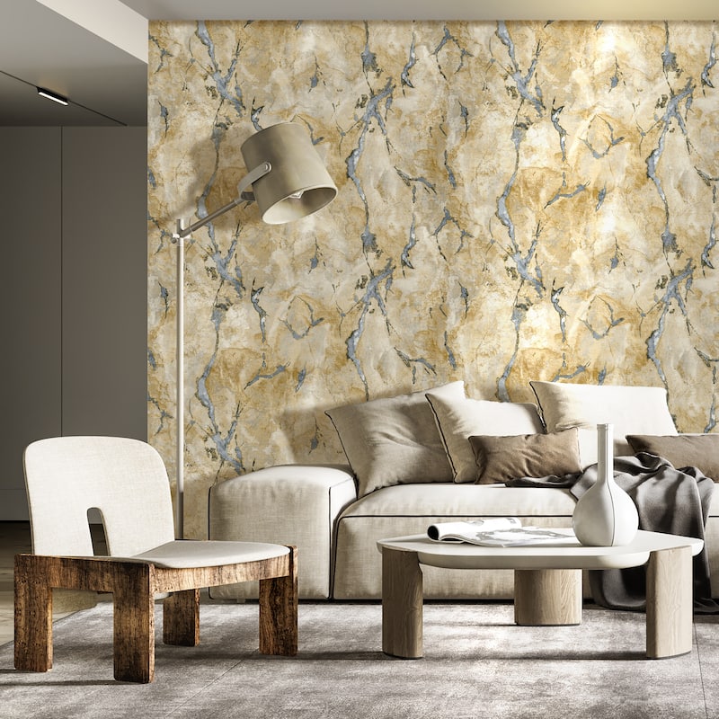 Galerie Wallcoverings Italian Design Collection Marmo Marble Effect Vinyl on Non-woven Metallic Wallpaper Roll Double Width