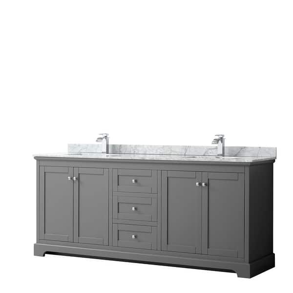 slide 2 of 21, Avery 80-inch Double Vanity, Marble Top, Square Sinks, No Mirror