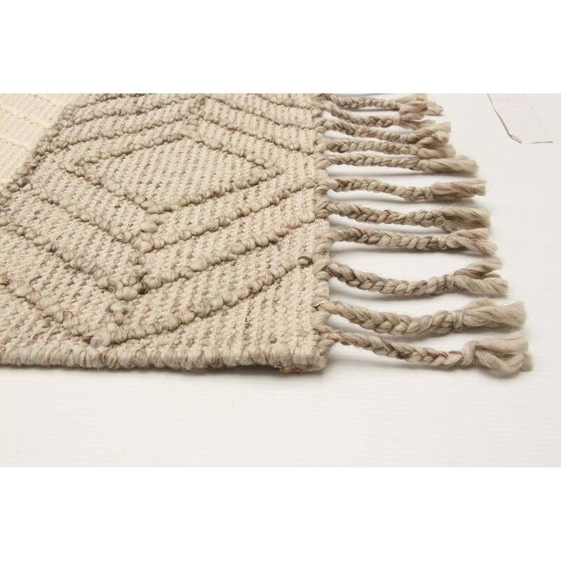 ECARPETGALLERY Braid weave Sienna Cream Wool Rug - 5'2 x 7'8