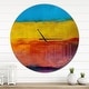 preview thumbnail 9 of 8, Designart 'Yellow Blue Orange in Abstract Painting background' Oversized Modern Wall CLock 29 in. wide x 29 in. high