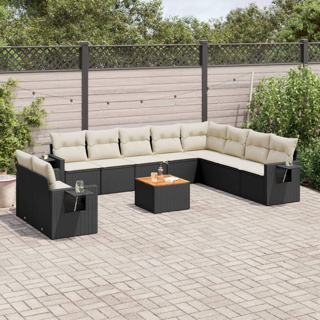 vidaXL Garden Sofa Set Black - 24.4 x 25.8 x 27.2