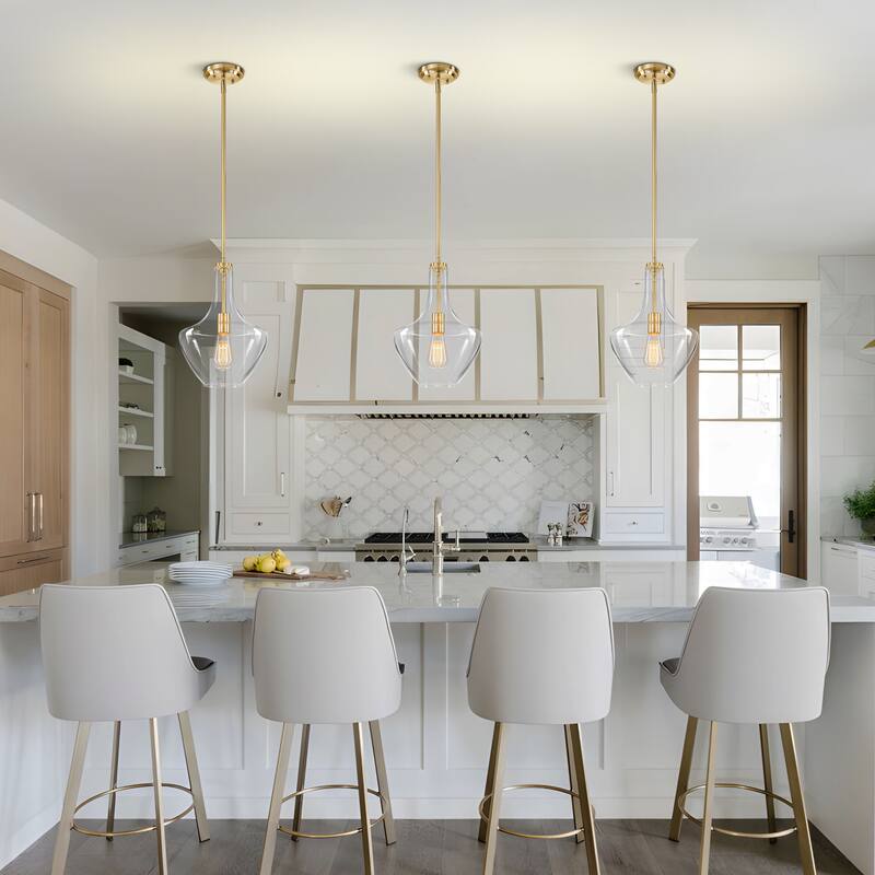 Starsky 1-light Modern Teardrop Pendant Light with Thick Clear Glass Shade