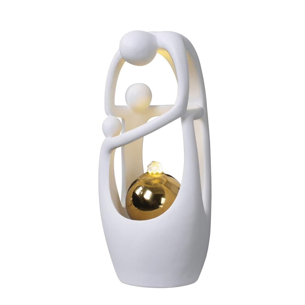 LED Lighted Large Triple Tabletop Fountain - 19" - White and Gold