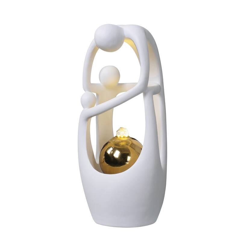 LED Lighted Large Triple Tabletop Fountain - 19" - White and Gold