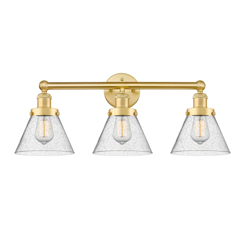 Innovations Lighting 616-3W-10-25 Cone Vanity Cone 3 Light 25" Wide - Satin Gold / Seedy / Multi-Colored