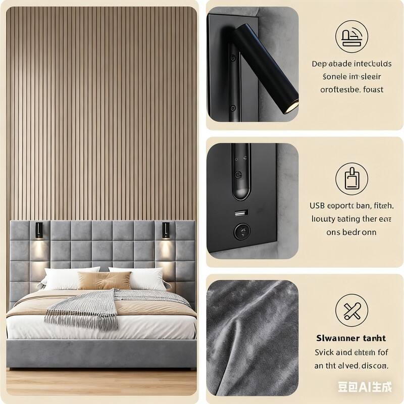 3-Pieces Bedroom Sets,Velvet Upholstered Bed with Grid Pattern Padded Headboard, Nightstands Set of 2 with 2 Drawers