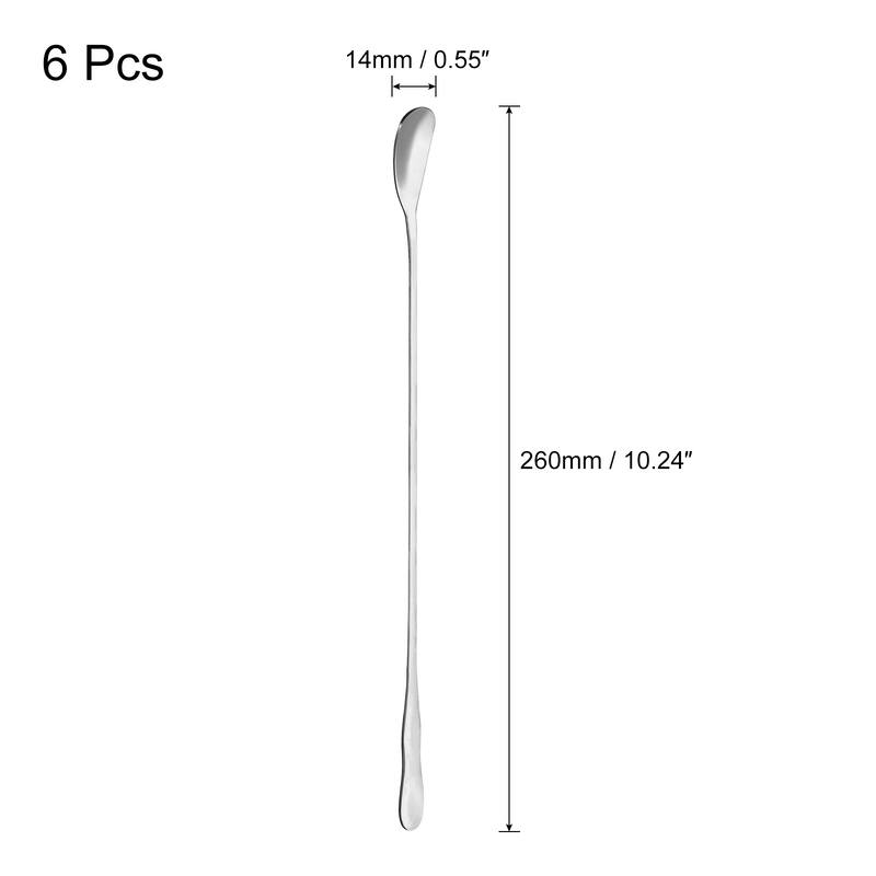 Stainless Steel Stirring Spoon, 6Pcs 10.24-Inch Long Handle Spoon - Silver