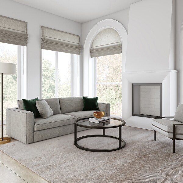 Round silver top metal coffee table