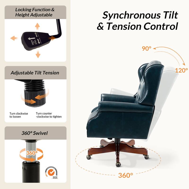 Maximiliano Modern Swivel Executive Chair with Tufted Back by HULALA HOME