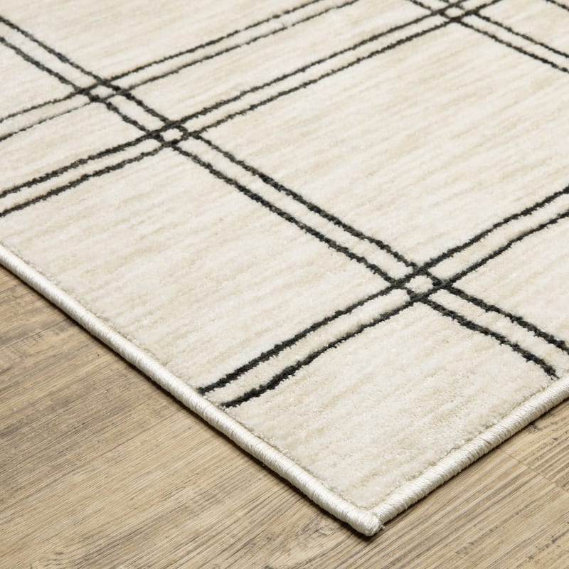 Hansel Updated Plaid Beige/ Black Area Rug