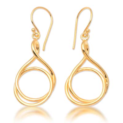 Novica Handmade Life Path Gold-Plated Dangle Earrings