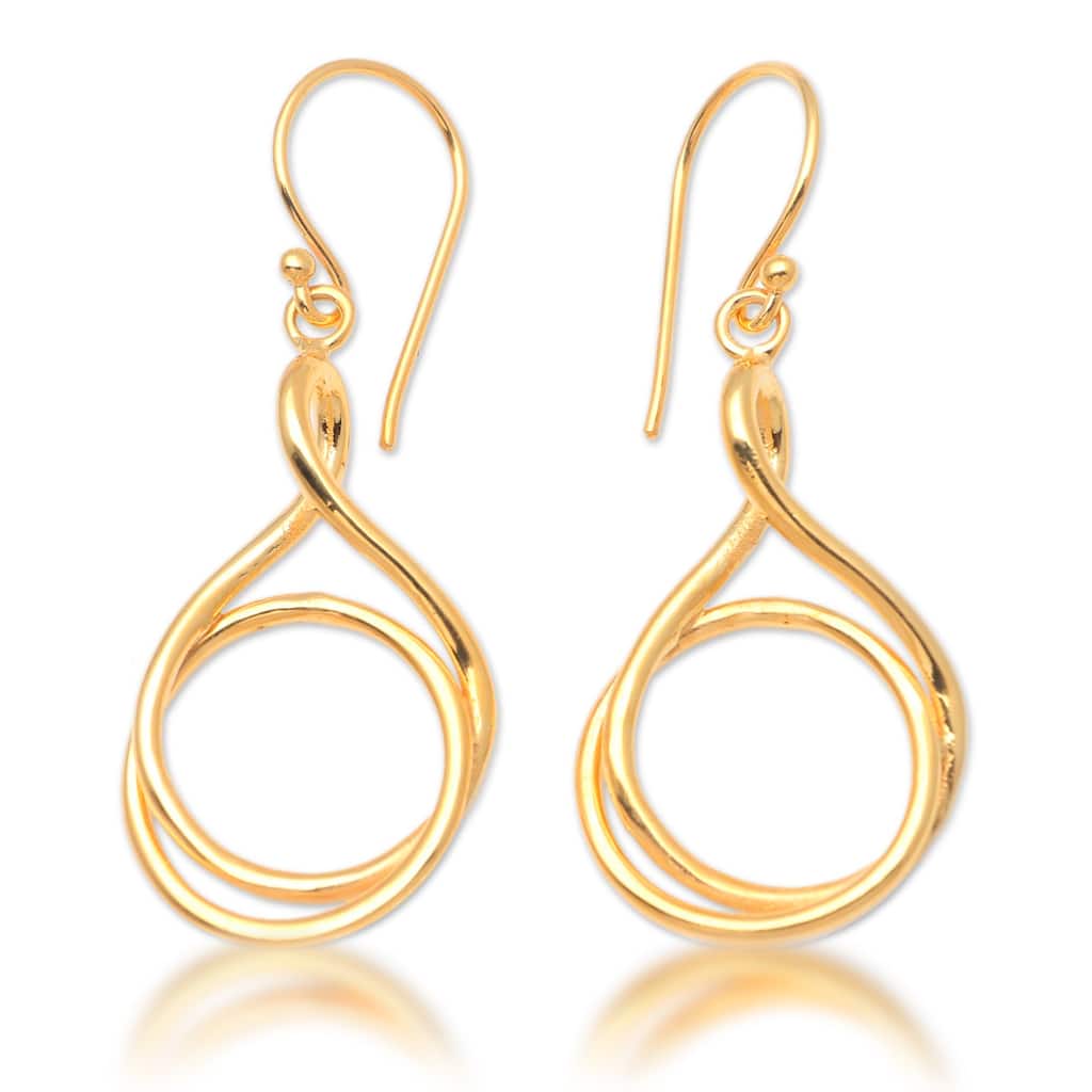 Novica Handmade Life Path Gold-Plated Dangle Earrings