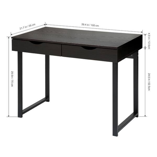 Shop Langria Modern Black Computer Desk Writing Desk With Drawers Overstock 24220376