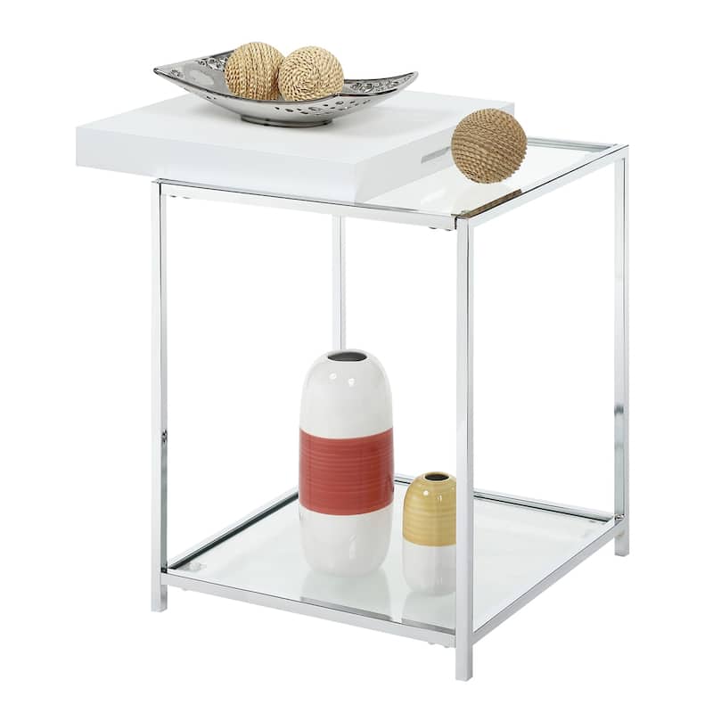 Convenience Concepts Palm Beach End Table with Shelf and Removable Trays