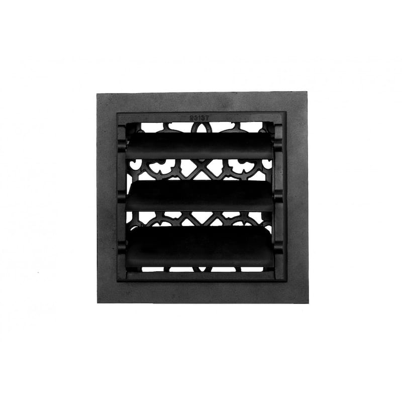 Black Floor Air Vent Heat Register with Louver Cast Aluminum Vintage Rustic Upscale Design 8" x 8" Renovators Supply
