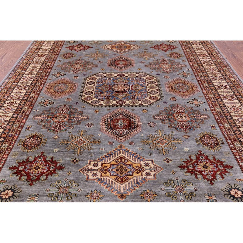 Golden Nile Super Kazak Hand Knotted Wool Rug - 9' 0" X 11' 10"