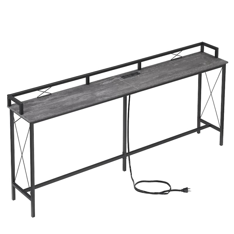 5-Pieces Console Table with Bar Stools Set, with 2 Outlet and 2 USB Ports, Dining Table Sets for Breakfast Nook
